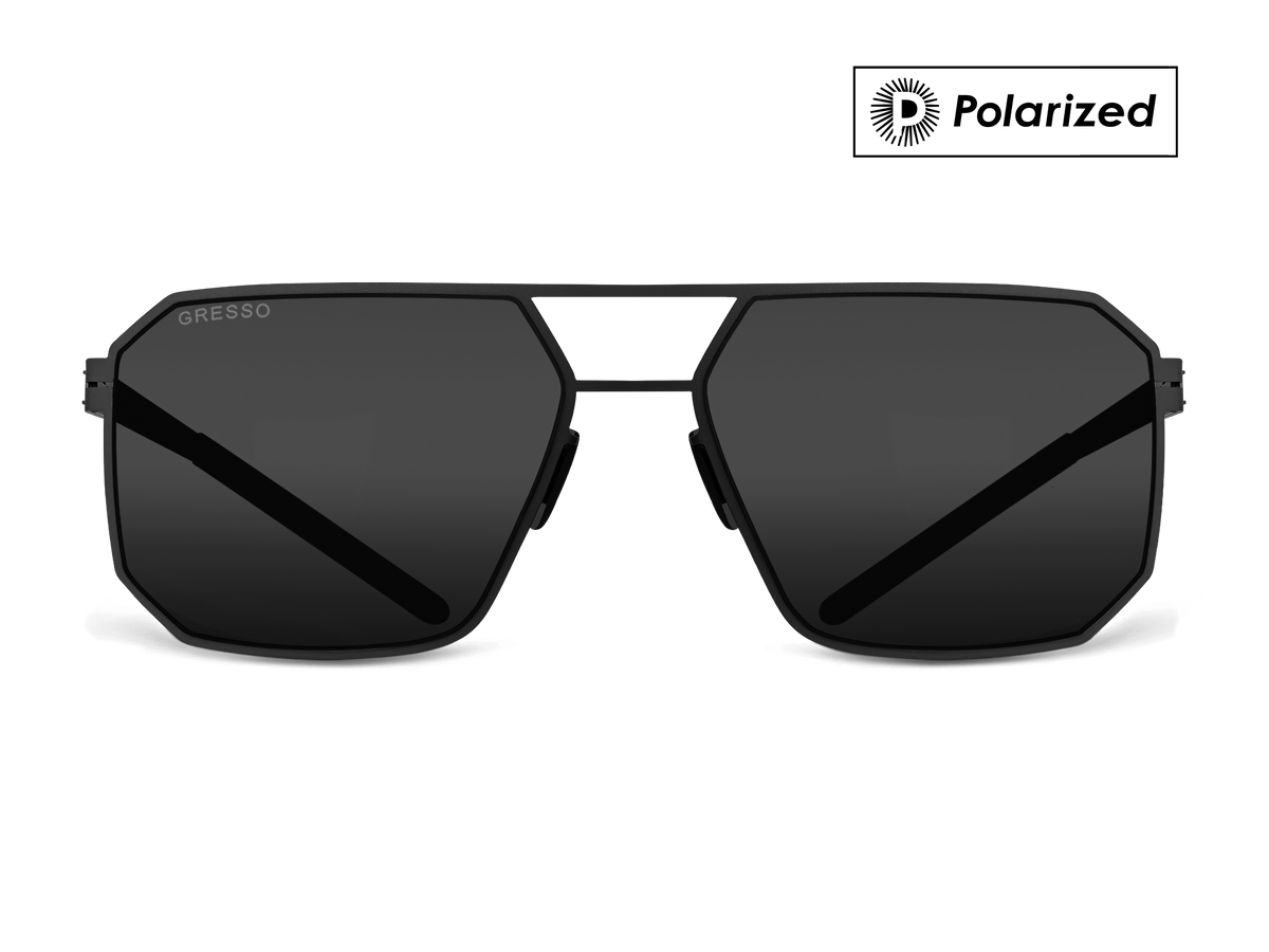 Titanium wayfarer sunglasses for men GRESSO Berlin with Zeiss polarized grey lenses #color_grey-polarized