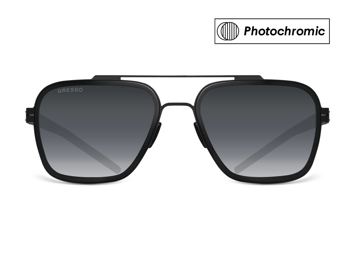 Titanium aviator sunglasses for men GRESSO Boston with Zeiss photochromic grey lenses #color_grey―photochromic