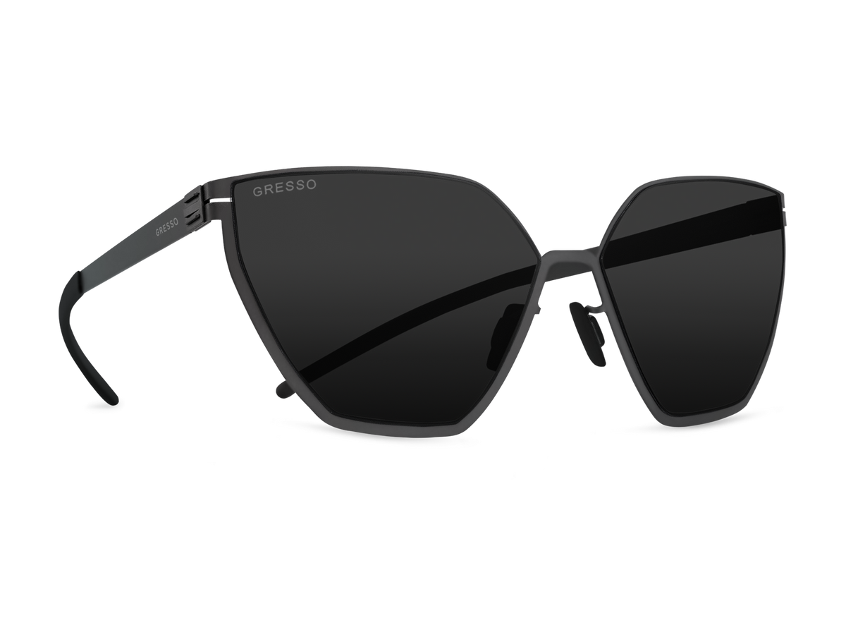 Titanium square sunglasses for women GRESSO Capri with Zeiss polarized grey lenses #color_grey-mono