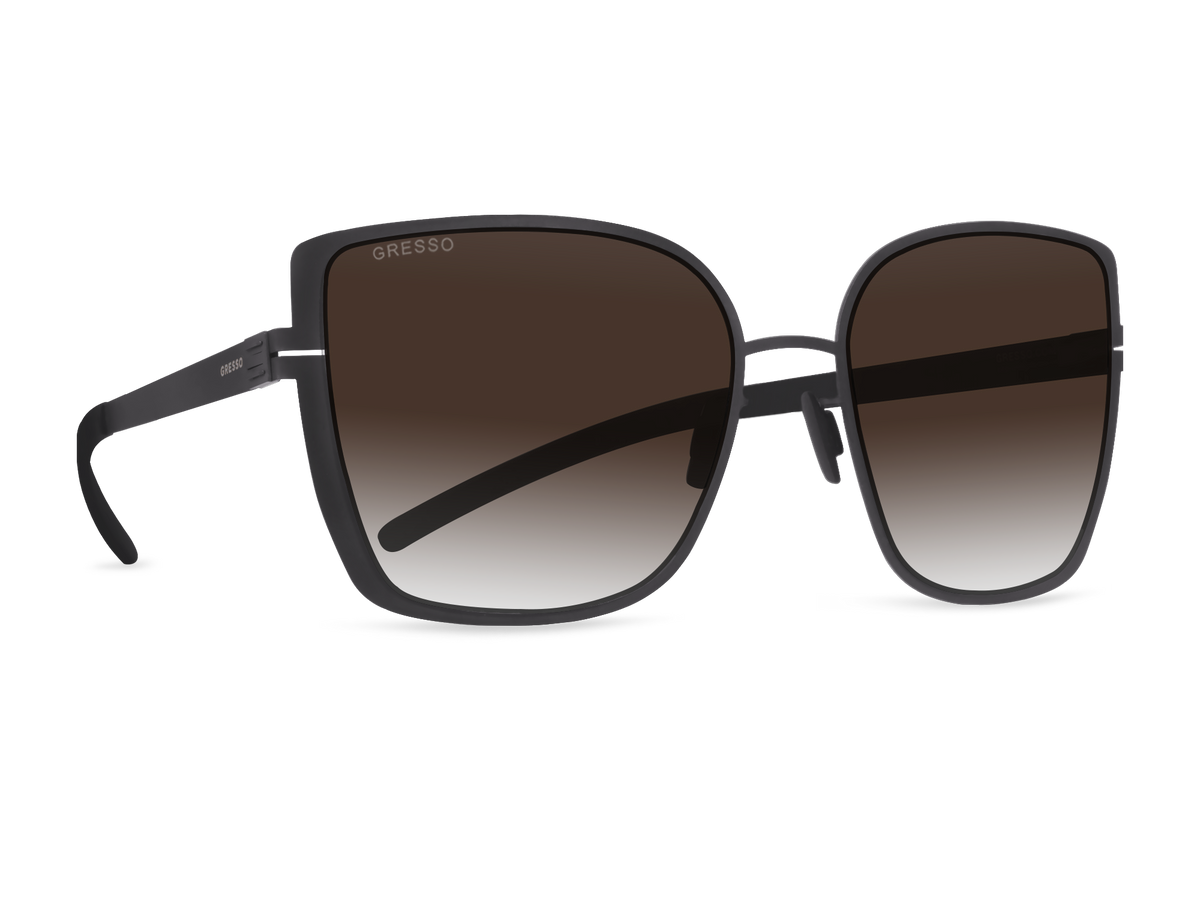 Titanium square sunglasses for women GRESSO Emma with Zeiss polarized brown lenses #color_brown-gradient