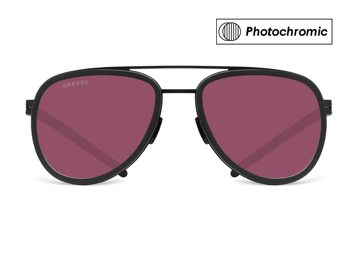 Titanium aviator sunglasses for men GRESSO Falcon with Zeiss photochromic burgundy lenses #color_burgundy―photochromic