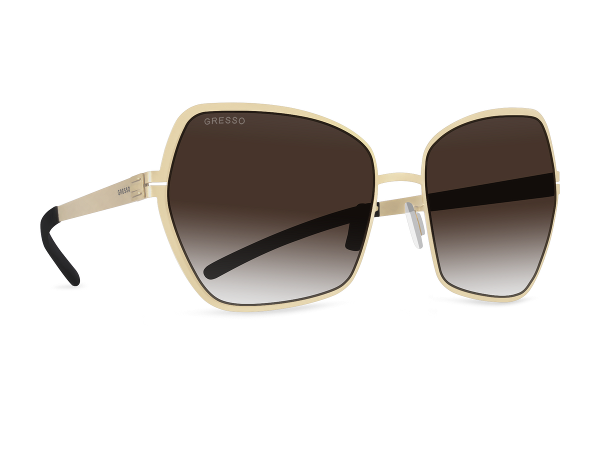 Titanium square sunglasses for women GRESSO Josephine with Zeiss polarized brown lenses #color_brown-gradient