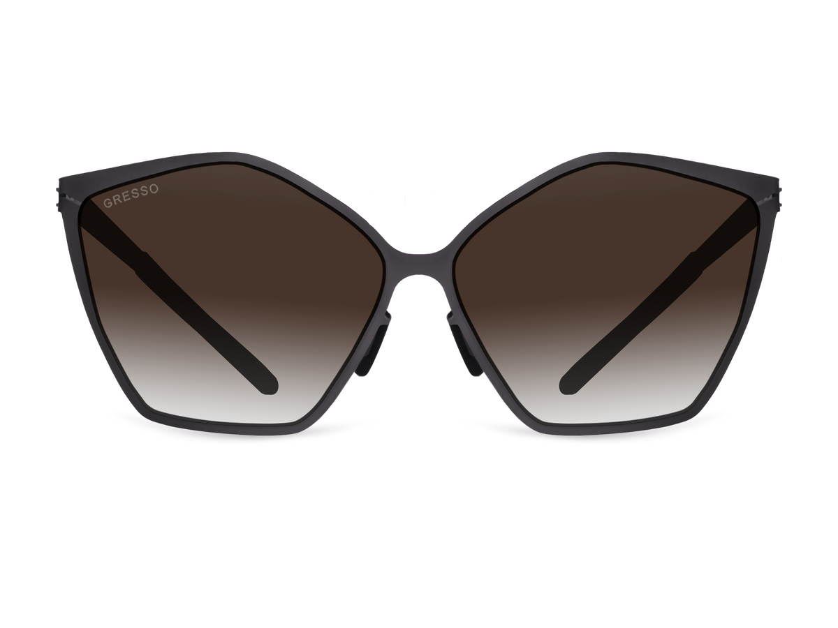Titanium square sunglasses for women GRESSO Naomi with Zeiss polarized brown lenses #color_brown-gradient