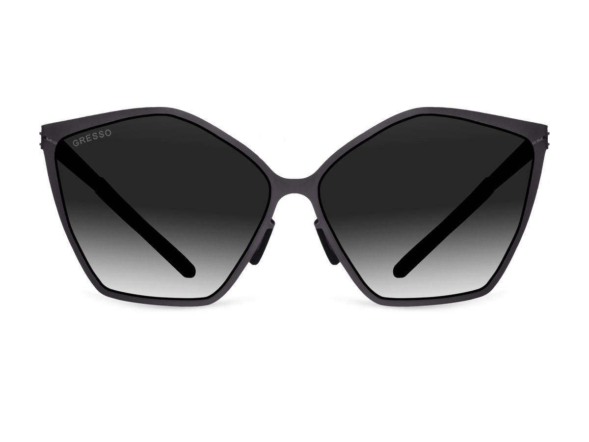 Titanium square sunglasses for women GRESSO Naomi with Zeiss polarized grey lenses #color_grey-gradient