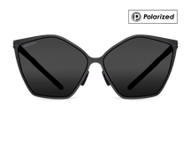 Titanium square sunglasses for women GRESSO Naomi with Zeiss polarized grey lenses #color_grey-polarized