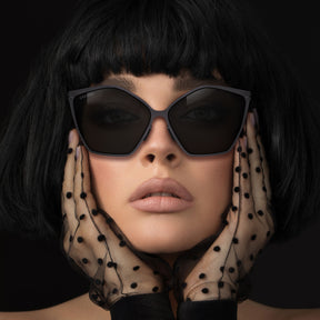 Titanium square sunglasses for women GRESSO Naomi with Zeiss polarized grey lenses