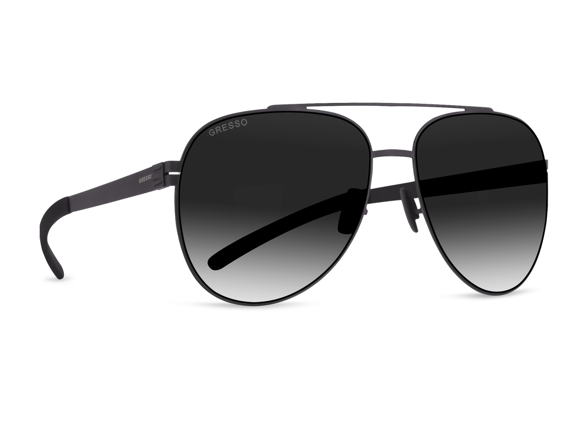 Titanium aviator sunglasses for men GRESSO Richard with Zeiss polarized grey lenses #color_grey-gradient
