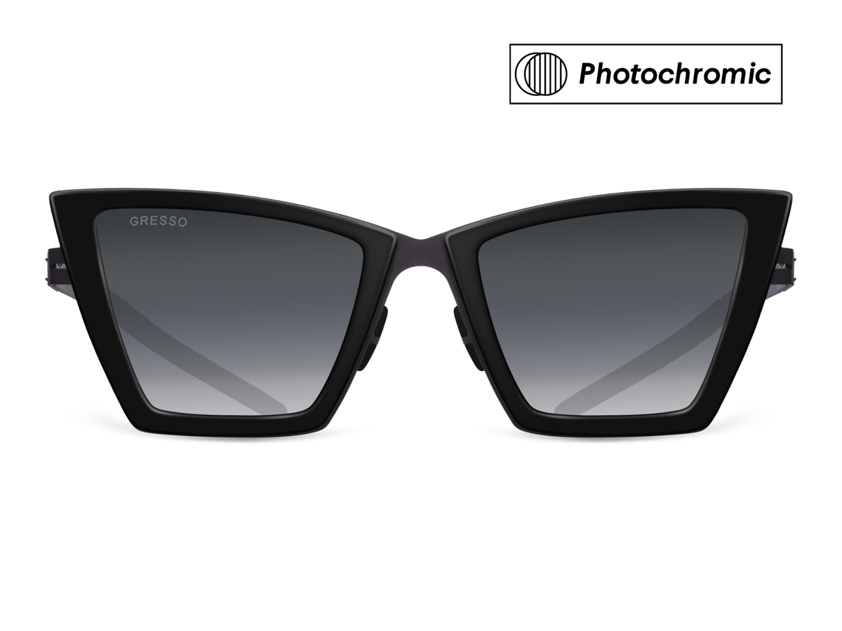 Titanium square sunglasses for women GRESSO Alba with Zeiss photochromic grey lenses #color_grey―photochromic