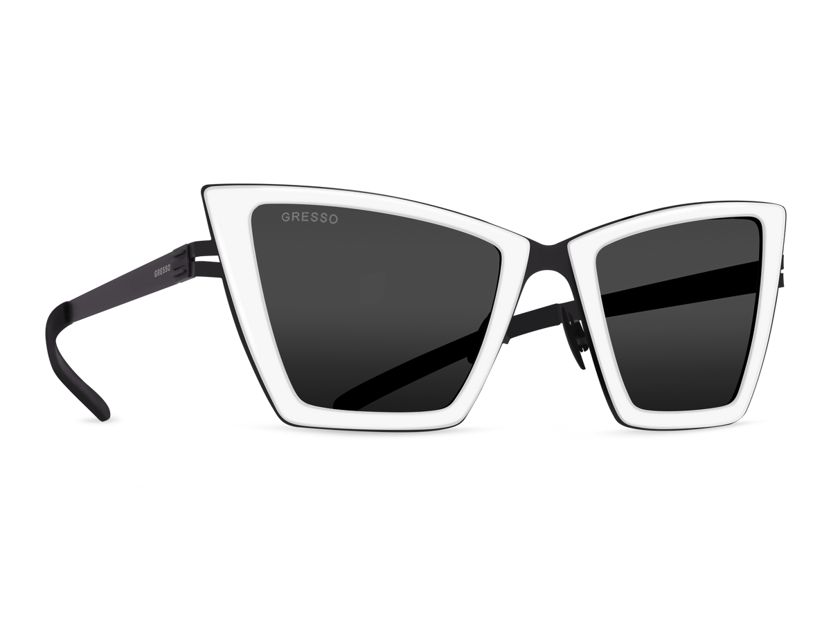 Titanium square sunglasses for women GRESSO Alba with Zeiss polarized grey lenses #color_grey―mono