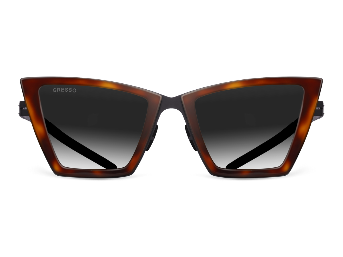 Titanium square sunglasses for women GRESSO Alba with Zeiss polarized grey lenses #color_tortoise