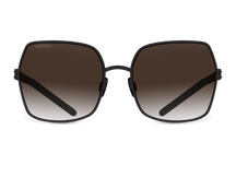 Titanium square sunglasses for women GRESSO Alberta with Zeiss polarized brown lenses #color_brown-gradient