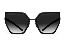 Titanium cat eye sunglasses for women GRESSO Alejandra with Zeiss polarized grey lenses #color_grey-gradient