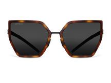 Titanium cat eye sunglasses for women GRESSO Alejandra with Zeiss polarized grey lenses #color_grey-mono