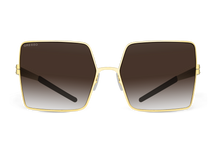 Titanium square sunglasses for women GRESSO Alexandria with Zeiss polarized brown lenses #color_brown-gradient