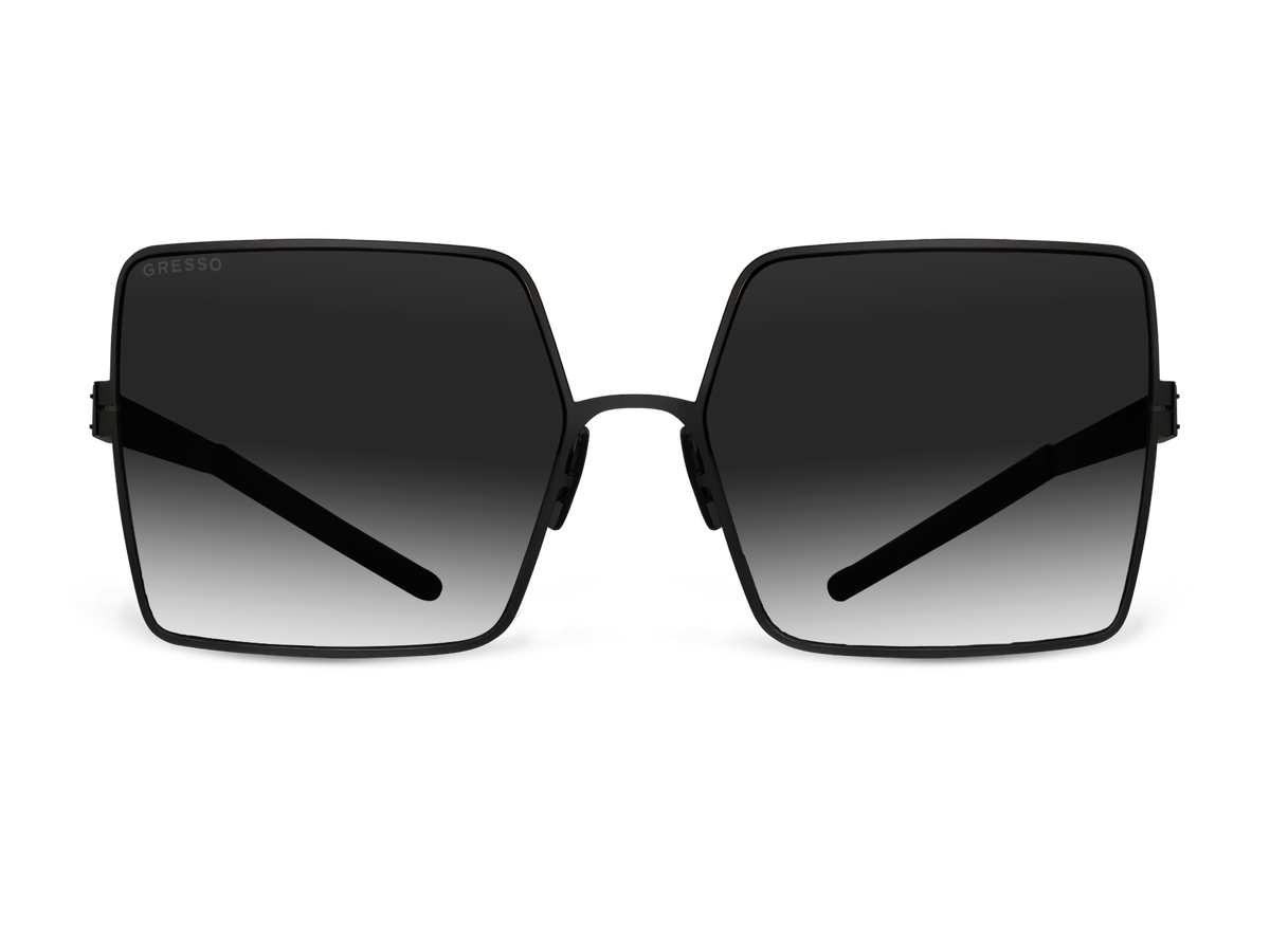 Titanium square sunglasses for women GRESSO Alexandria with Zeiss polarized grey lenses #color_grey-gradient