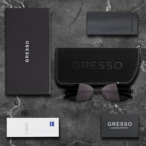 Titanium rimless sunglasses for women GRESSO Amalfi with Zeiss polarized beige lenses