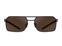 Titanium rectangle sunglasses for men GRESSO Aragon with Zeiss polarized brown lenses #color_brown-mono
