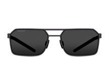Titanium rectangle sunglasses for men GRESSO Aragon with Zeiss polarized grey lenses #color_grey-mono