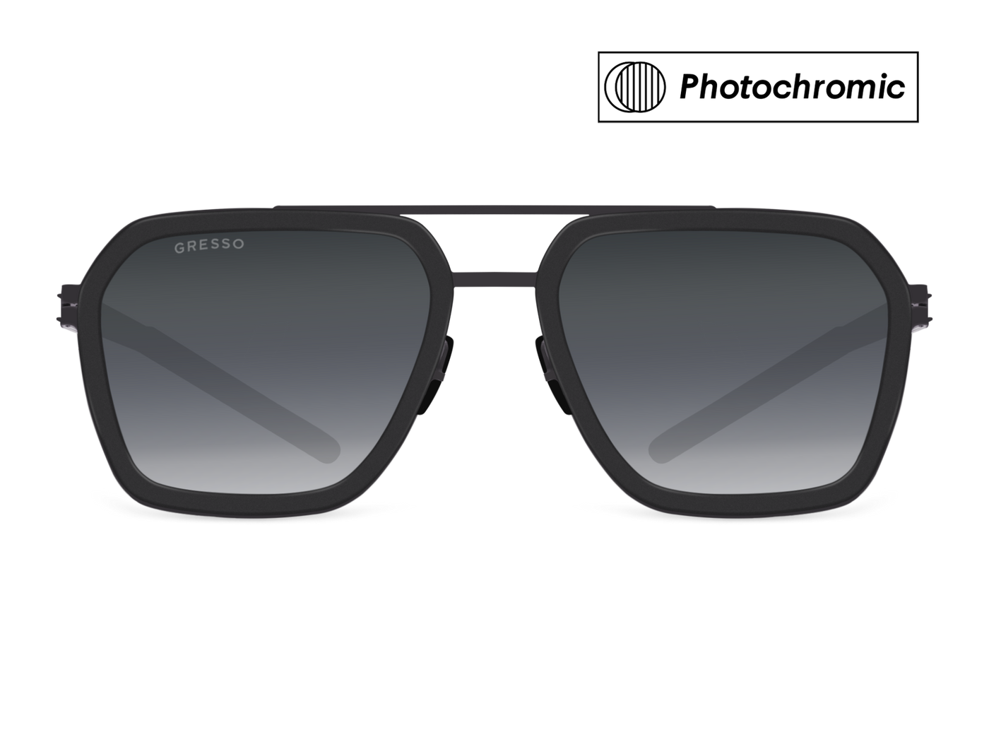 Titanium aviator sunglasses for men GRESSO Aragon with Zeiss photochromic grey lenses #color_grey―photochromic