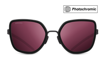 Titanium square sunglasses for women GRESSO Arizona with Zeiss photochromic burgundy lenses #color_burgundy-photochromic