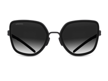 Titanium square sunglasses for women GRESSO Arizona with Zeiss polarized grey lenses #color_grey-gradient