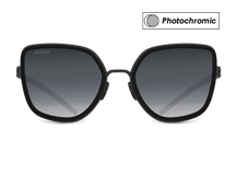 Titanium square sunglasses for women GRESSO Arizona with Zeiss photochromic grey lenses #color_grey-photochromic