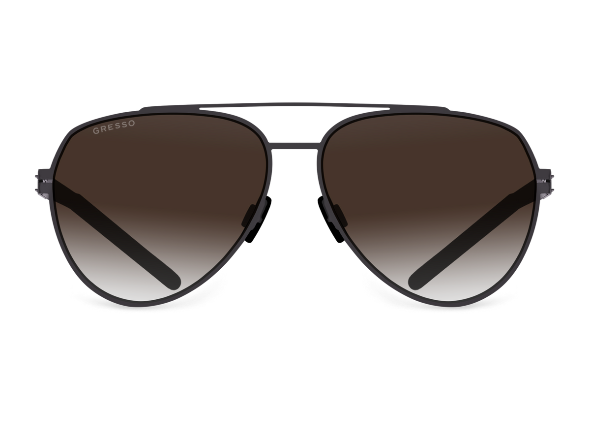 Titanium aviator sunglasses for men GRESSO Atlantis with Zeiss polarized brown lenses #color_brown-gradient