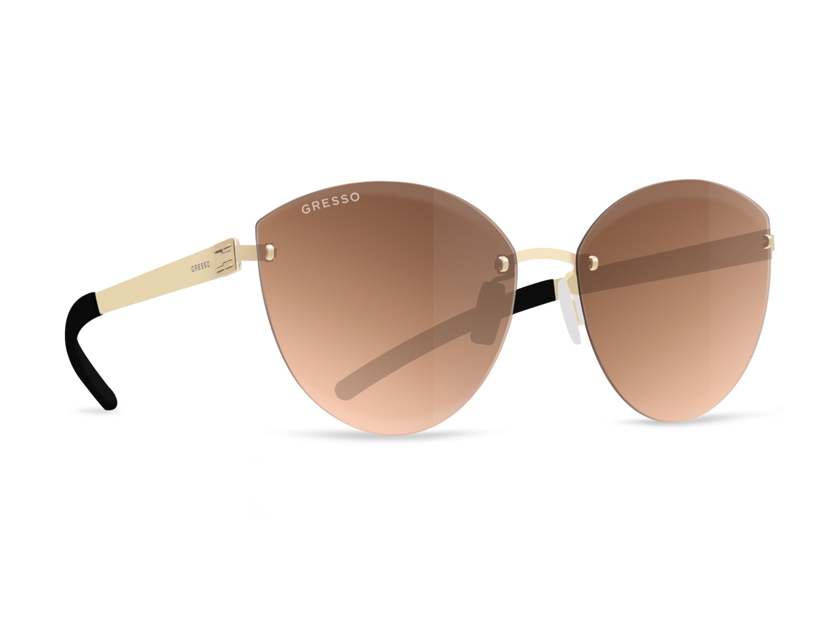 Titanium rimless sunglasses for women GRESSO Barcelona with Zeiss polarized beige lenses #color_beige-mono