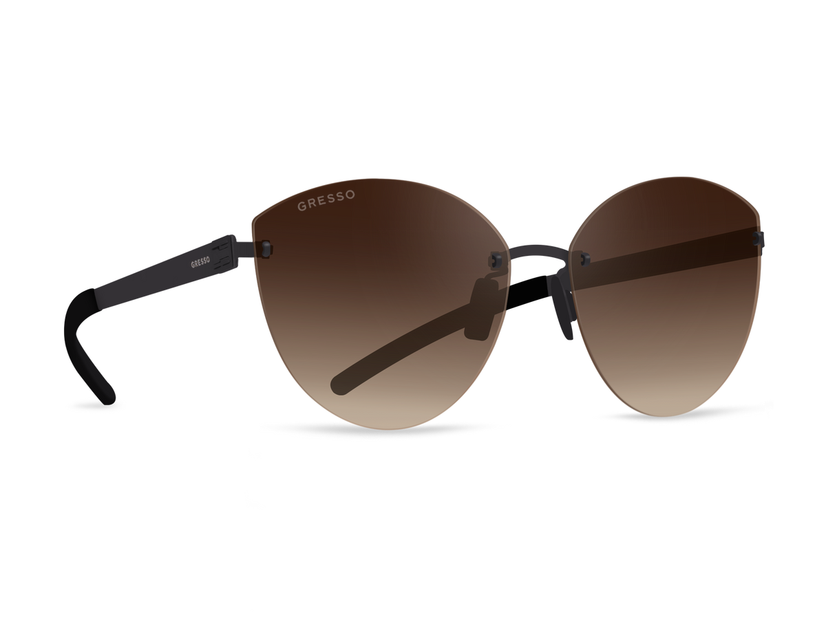 Titanium rimless sunglasses for women GRESSO Barcelona with Zeiss polarized beige lenses #color_brown-gradient