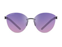Titanium rimless sunglasses for women GRESSO Barcelona with Zeiss polarized purple lenses #color_purple-gradient