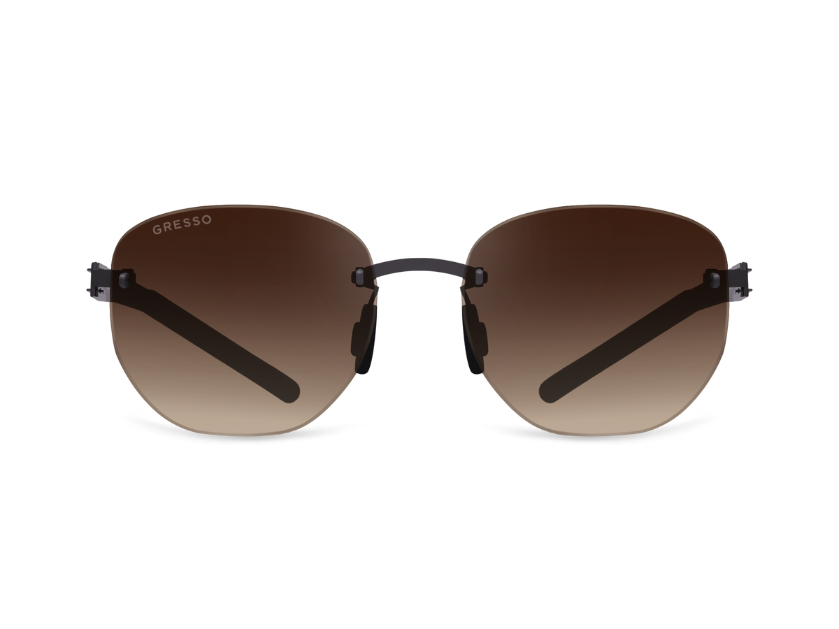 Titanium rimless sunglasses for men and women GRESSO Broadway with Zeiss polarized brown lenses #color_brown-gradient