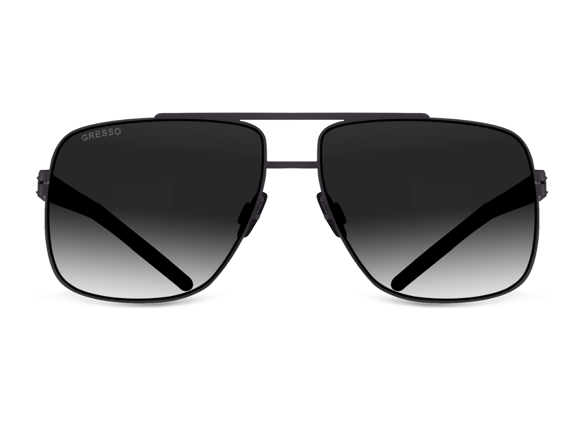 Titanium aviator sunglasses for men GRESSO Cambridge with Zeiss polarized grey lenses #color_grey-gradient