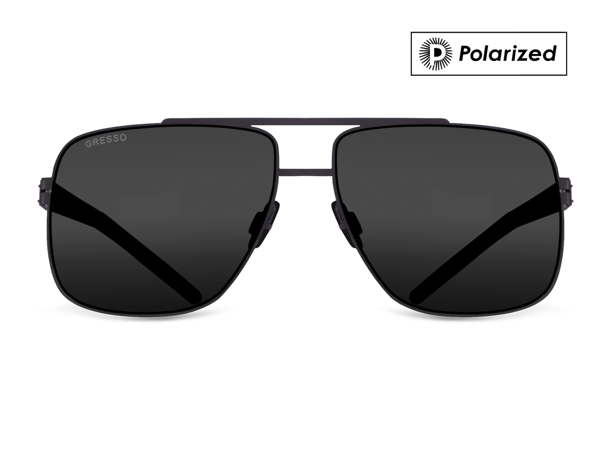 Titanium aviator sunglasses for men GRESSO Cambridge with Zeiss polarized grey lenses #color_grey-polarized