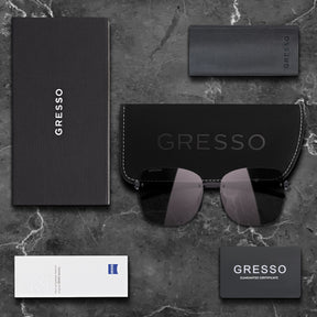 Titanium rimless sunglasses for women GRESSO Casablanca with Zeiss polarized grey lenses