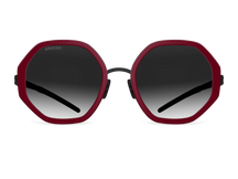 Titanium geometric sunglasses for women GRESSO Charlize with Zeiss polarized grey lenses #color_bordeaux