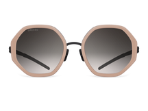 Titanium geometric sunglasses for women GRESSO Charlize with Zeiss polarized grey lenses #color_cappuccino
