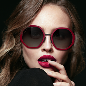 Titanium geometric sunglasses for women GRESSO Charlize with Zeiss polarized grey lenses