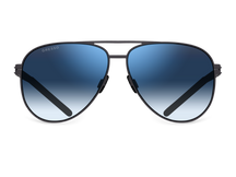 Titanium aviator sunglasses for men GRESSO Chelsea with Zeiss polarized blue lenses #color_blue-gradient