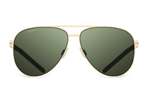 Titanium aviator sunglasses for men GRESSO Chelsea with Zeiss polarized green lenses #color_green-mono