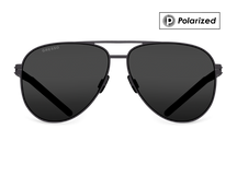 Titanium aviator sunglasses for men GRESSO Chelsea with Zeiss polarized grey lenses #color_grey-polarized