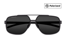 Titanium aviator sunglasses for men GRESSO Chicago with Zeiss polarized grey lenses #color_grey-polarized