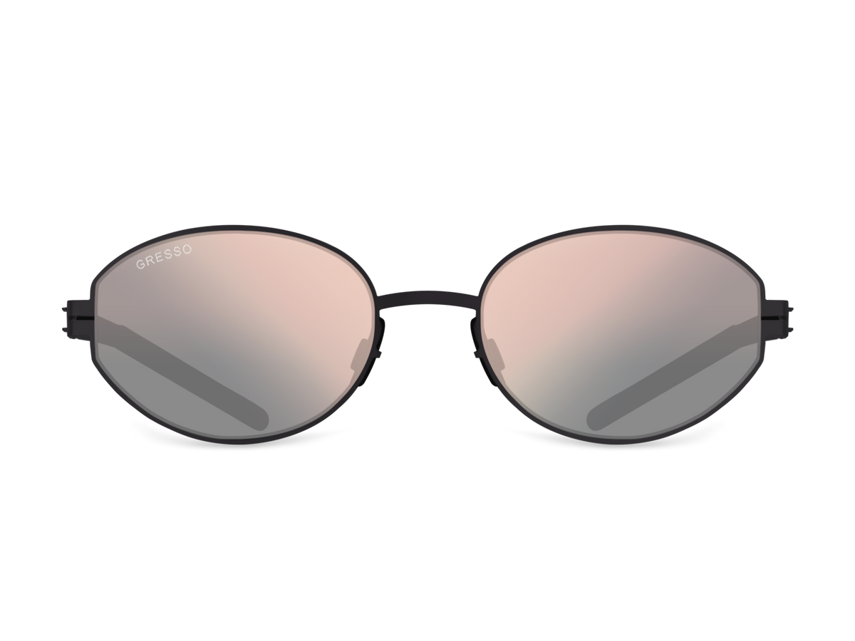 Titanium oval sunglasses for women GRESSO Corsica with Zeiss polarized graphite lenses #color_graphite