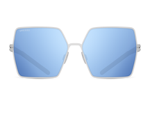 Titanium square sunglasses for women GRESSO Dalida with Zeiss polarized blue lenses #color_blue-mirror