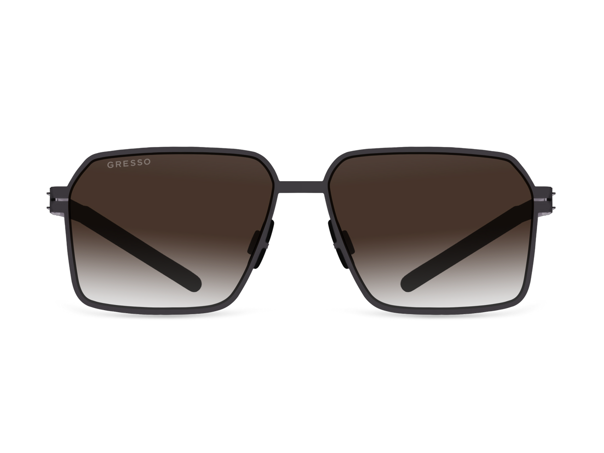Titanium rectangle sunglasses for men GRESSO Dallas with Zeiss polarized brown lenses #color_brown-gradient
