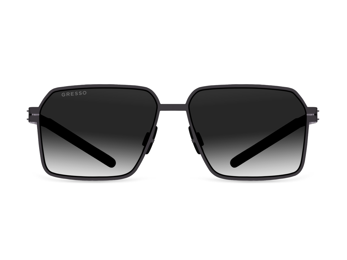 Titanium rectangle sunglasses for men GRESSO Dallas with Zeiss polarized grey lenses #color_grey-gradient