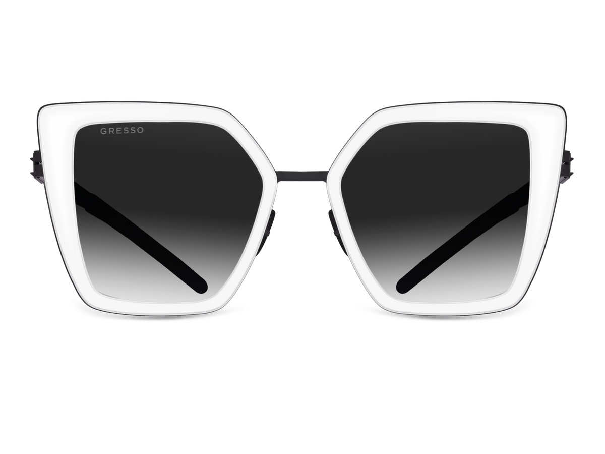 Titanium cat eye sunglasses for women GRESSO Del Mar with Zeiss polarized grey lenses #color_grey―gradient