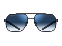 Titanium aviator sunglasses for men GRESSO Dexter with Zeiss polarized blue lenses #color_blue-gradient