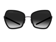 Titanium square sunglasses for women GRESSO Dolores with Zeiss polarized grey lenses #color_grey-gradient