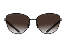 Titanium cat eye sunglasses for women GRESSO Elizabeth with Zeiss polarized brown lenses #color_brown-gradient