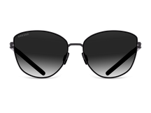Titanium cat eye sunglasses for women GRESSO Elizabeth with Zeiss polarized grey lenses #color_grey-gradient